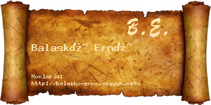 Balaskó Ernő névjegykártya