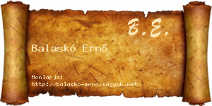 Balaskó Ernő névjegykártya